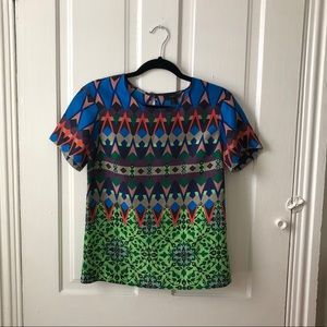 J.Crew 100% Silk Geometric Patterned Tee